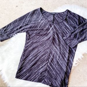 NOT FOR SALE Apt. 9 Black and Gray Marled V Neck 3/4 Sleeve Top